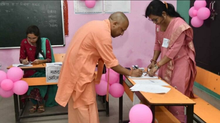 UP Municipal Corporation elections CM Yogi Adityanath casts his vote