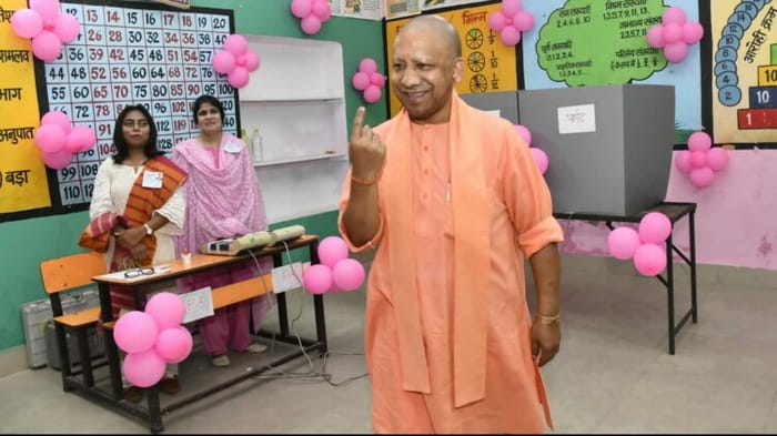 UP Municipal Corporation elections CM Yogi Adityanath casts his vote