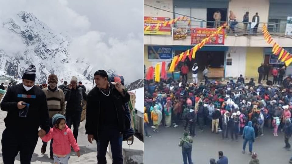 Chardham Yatra 2023: pilgrims reach Kedarnath again after Heavy Snowfall Stop crowd in sonprayag photos