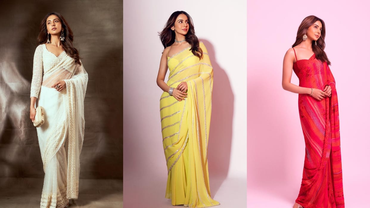 Rakul Preet Saree Collection see saree collection of Rakul Preet Singh