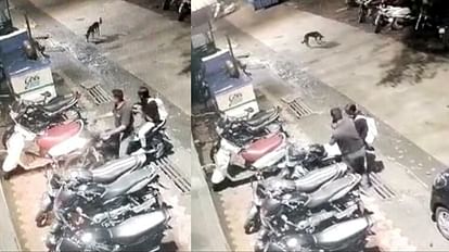 Young men and women stealing motorcycle batteries in Ujjain