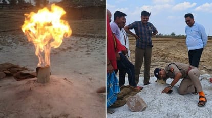 Gas coming out of boring instead of water and caught fire in sonbhadra