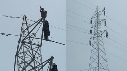 A man climbed on a electricity towar in Lucknow.