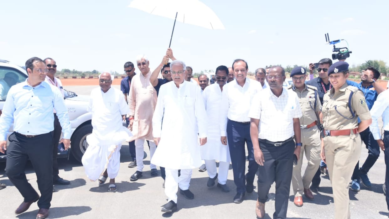 Chhattisgarh CM Bhupesh Baghel along with TS Singhdev inspected Ambikapur airport