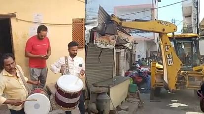 राजू द्रोणावत हत्याकांड: आरोपी के घर ढोल बजाकर पहुंची पुलिस, अपराधों की मुनादी कर JCB से हटाया अतिक्रमण Raju Dronavat murder case: Police reached house of accused by playing drums, removed encroachment from JCB