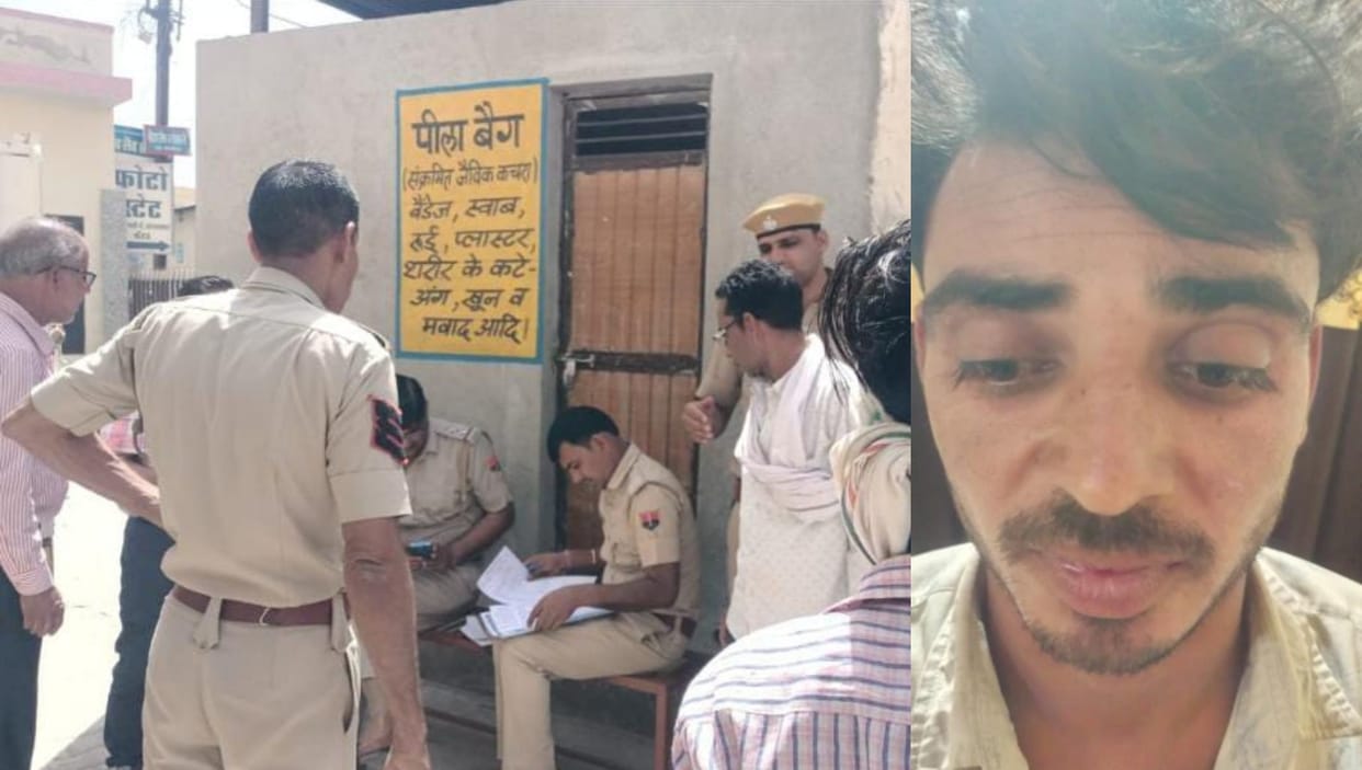 son beaten his father and then make fire by putting kerosene on him in churu