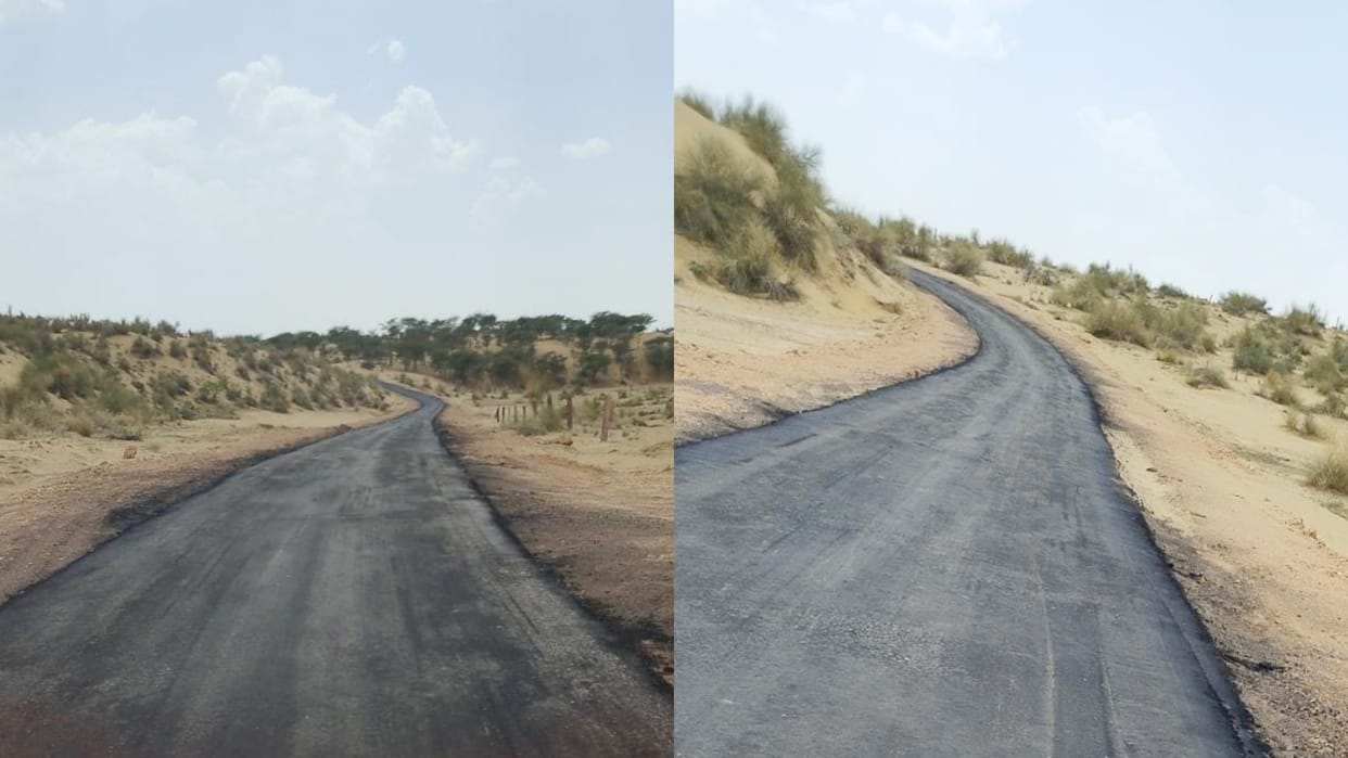 Jaisalmer Asphalt road reached the village for the first time after independence in Sevda