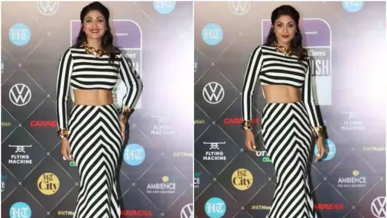 Shilpa Shetty Wear A Black And White Stripes Outfit for Award Function Users Call Her Zebra