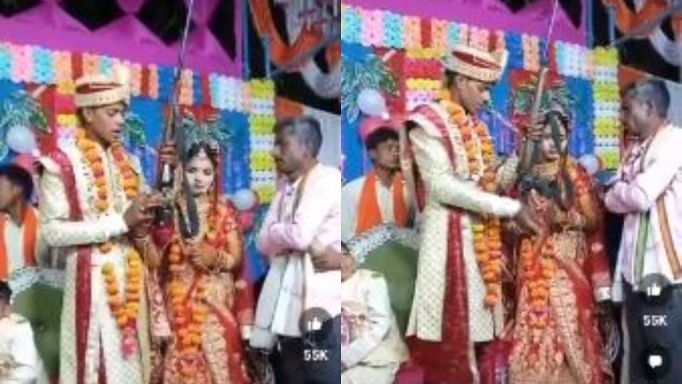 bride groom harsh firing with rifles during wedding ceremony in Budaun