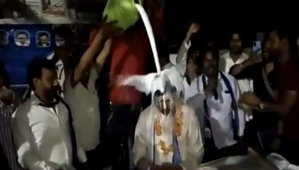 Nikay Chunav UP: Baghpat BSP Candidate Bathed With Milk, Video Goes Viral
