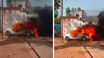 Shivpuri: The defeated candidate burnt the sarpanch's car in the election rivalry