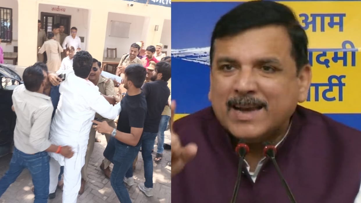 AAP MP Sanjay Singh tweets about manhandling with BJP leader in gauriganj Amethi.