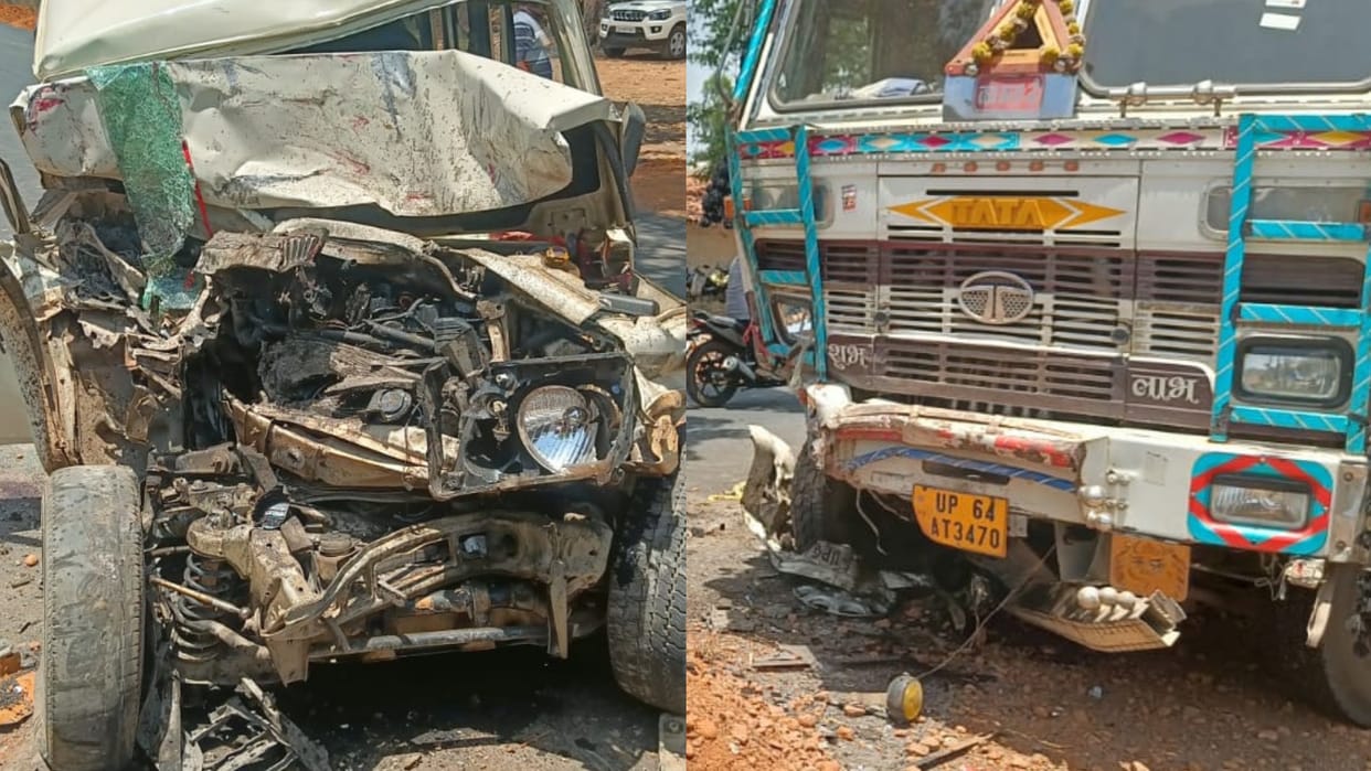four baratis killed 6 injured in Bolero and truck collision in chhattisgarh surajpur