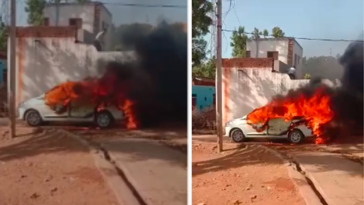 Shivpuri: The defeated candidate burnt the sarpanch's car in the election rivalry