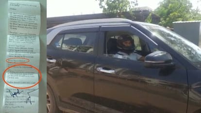 Bhiwadi police chalan of rupees one thousand to car driver for not wearing helmet