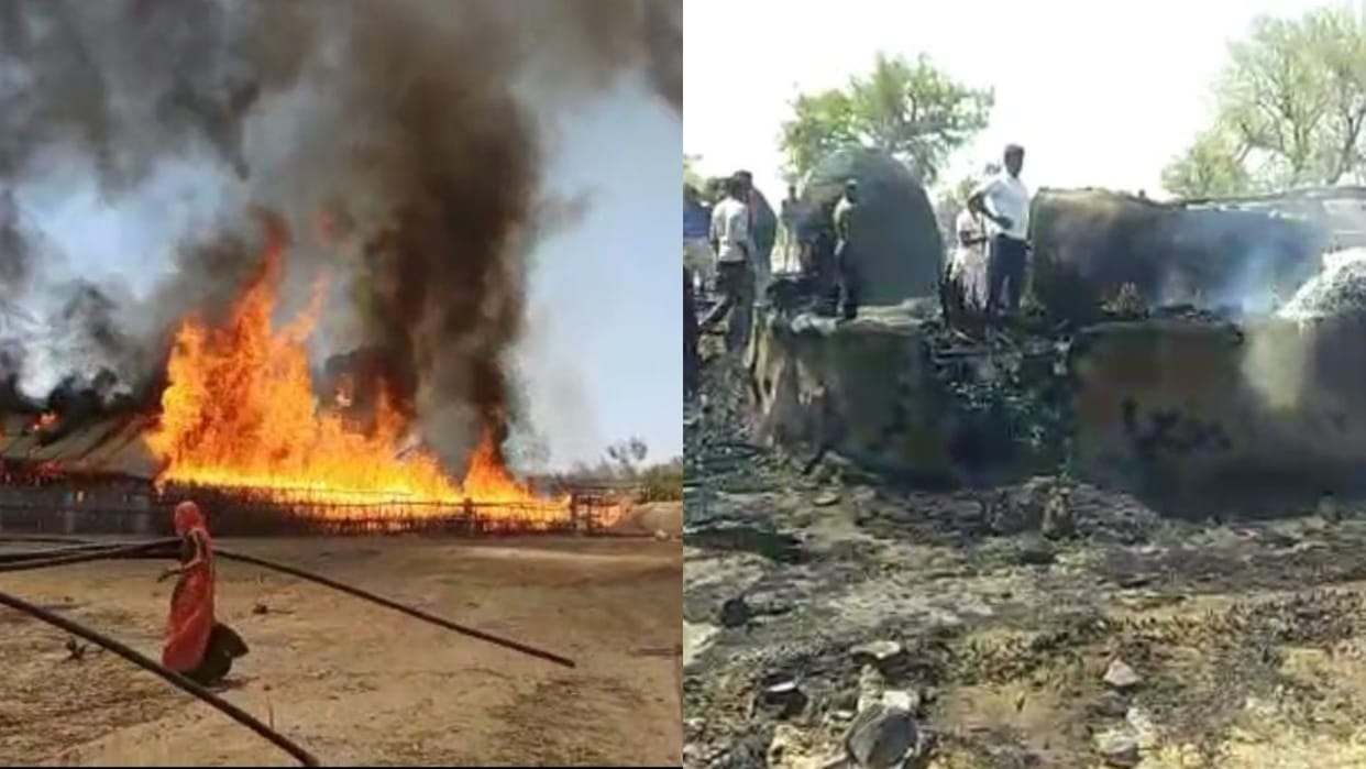 Rajasthan Three gas cylinders exploded in marriage house in Chauhtan area of Barmer six people got scorched