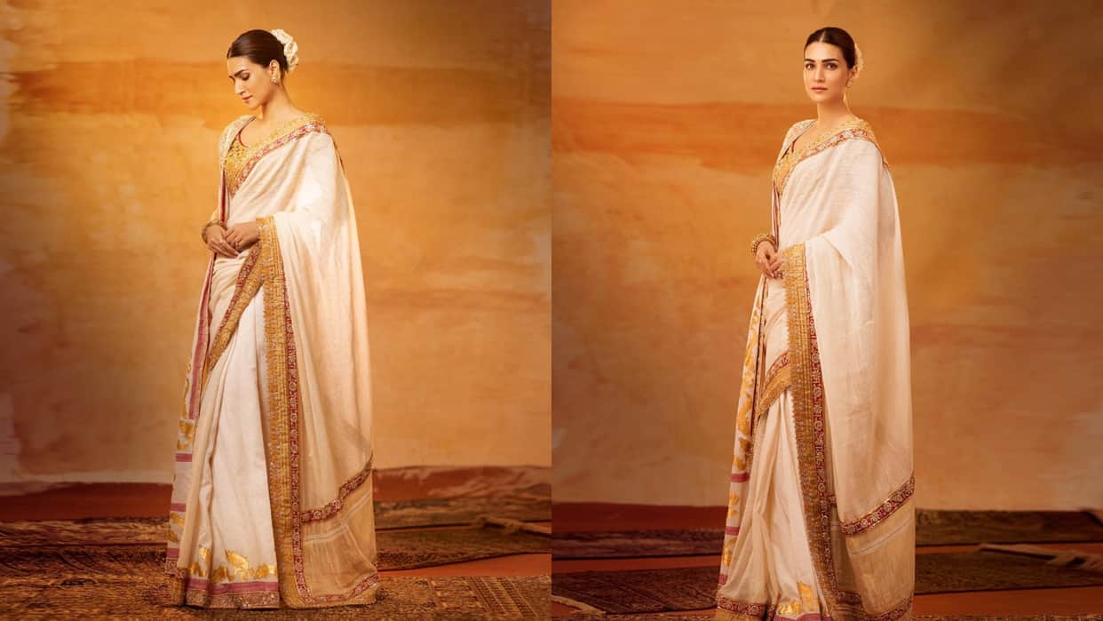 Fashion Kriti Sanon wear 24 carat gold saree on the trailer launce of adipurish