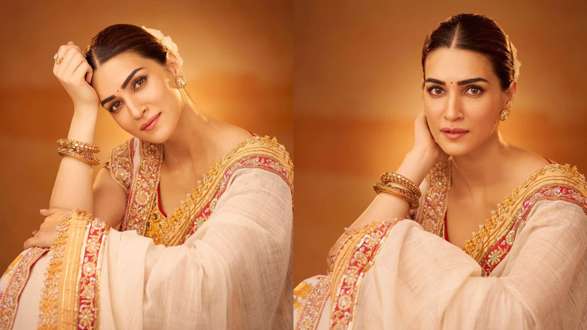 Fashion Kriti Sanon wear 24 carat gold saree on the trailer launce of adipurish