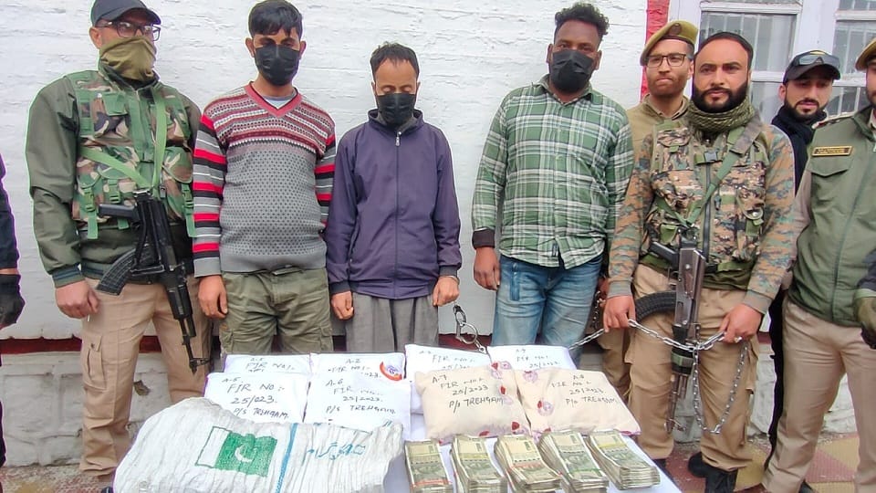 Narco terror module busted in Kupwara, four held with eight kg heroin and five lakh