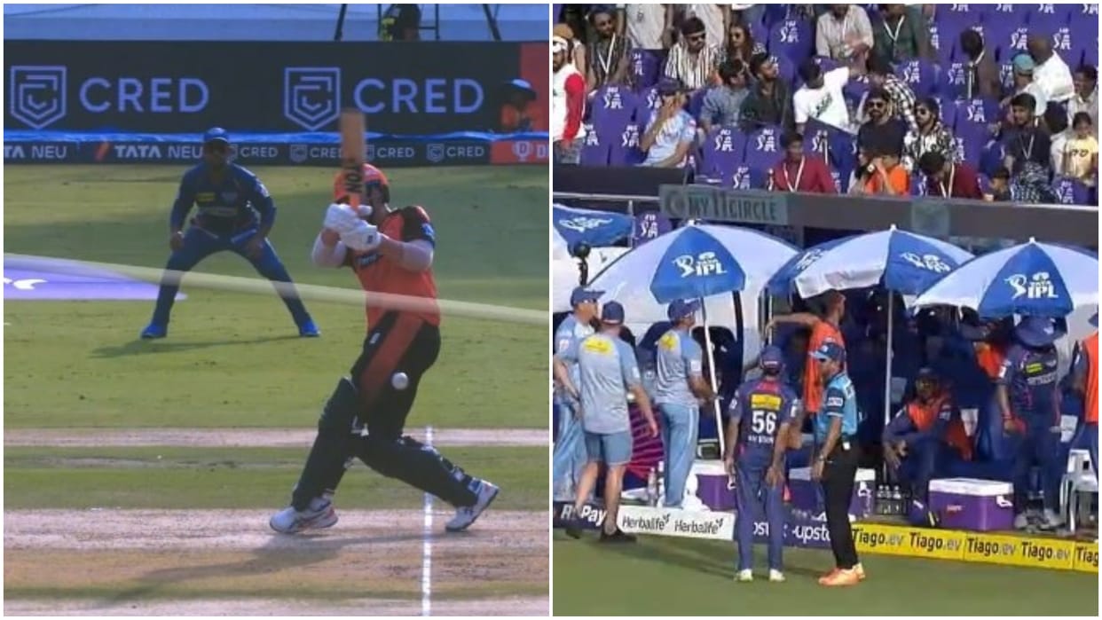 SRH vs LSG IPL 2023 Controversy over no-ball in Hyderabad Someone from stands threw something on LSG Dugout