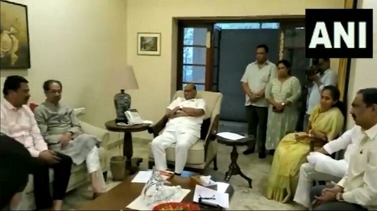 Meeting Of Maha Vikas Aghadi At Residence Of Ncp Chief Sharad Pawar ...