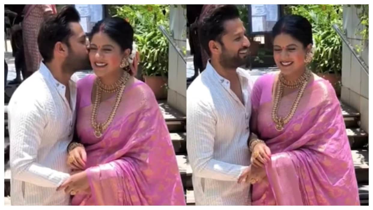 Ishita Dutta Baby Shower pictures goes viral Husband Vatsal Sheth kisses her belly bump in media