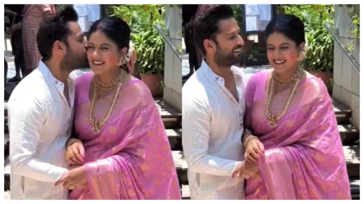 Ishita Dutta Baby Shower pictures goes viral Husband Vatsal Sheth kisses her belly bump in media