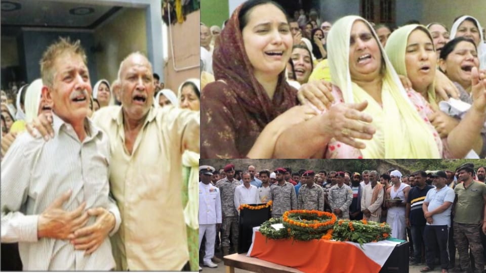 Martyr Ankush Sharma cremated with military honors in Purmandal of jammu and kashmir