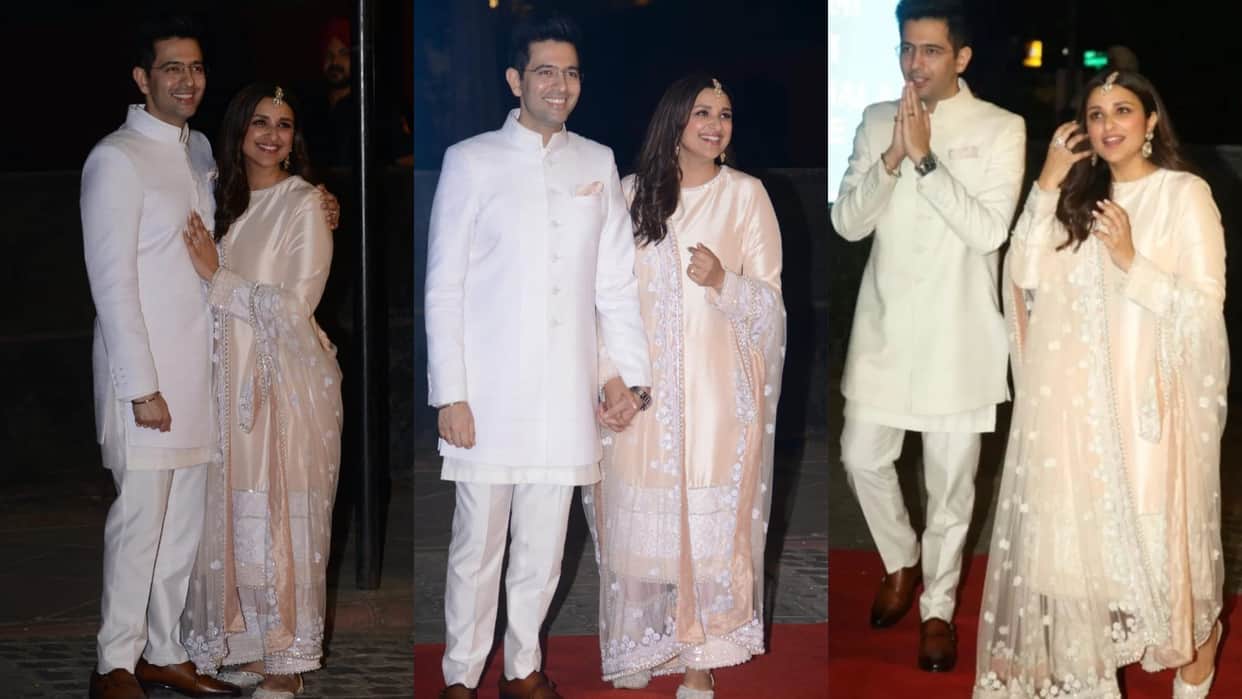 Parineeti Chopra Raghav chadha Engagement look see photos