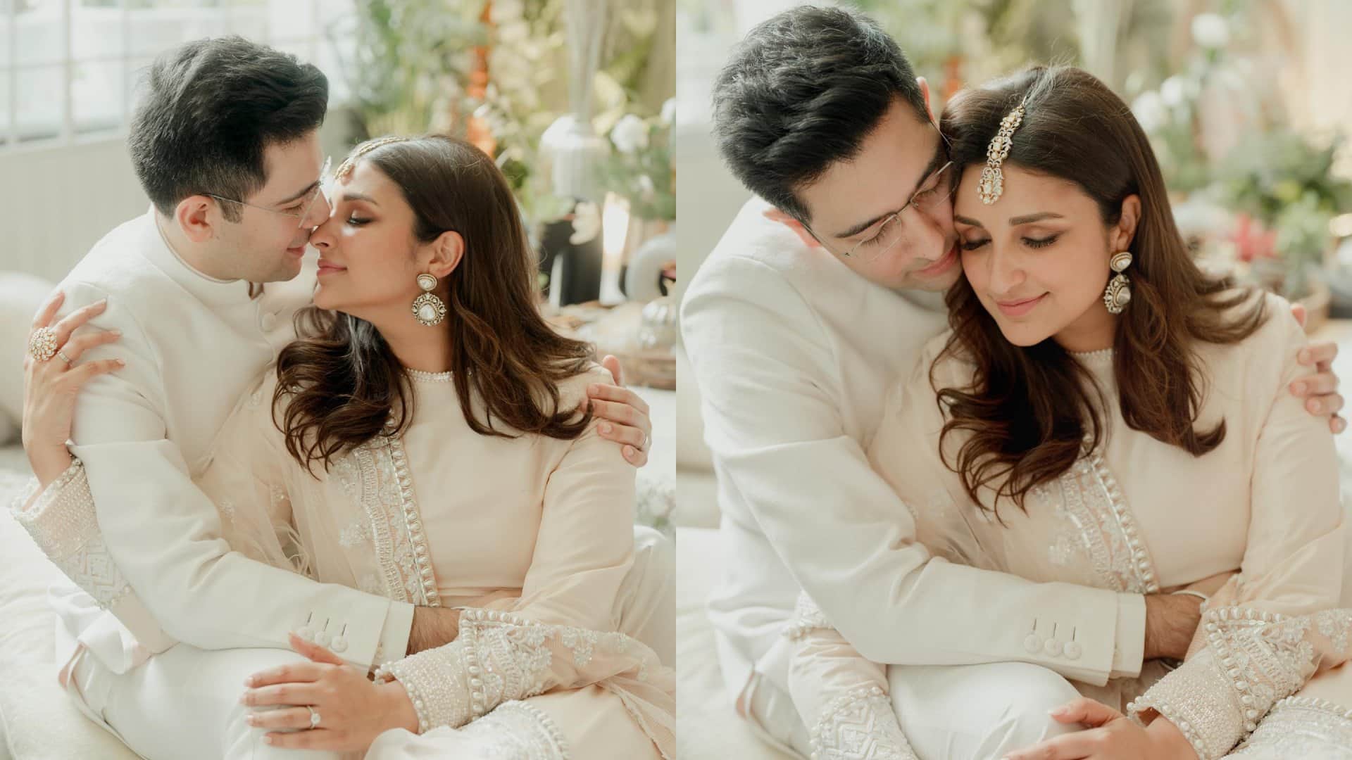 Parineeti Chopra Raghav chadha Engagement look see photos