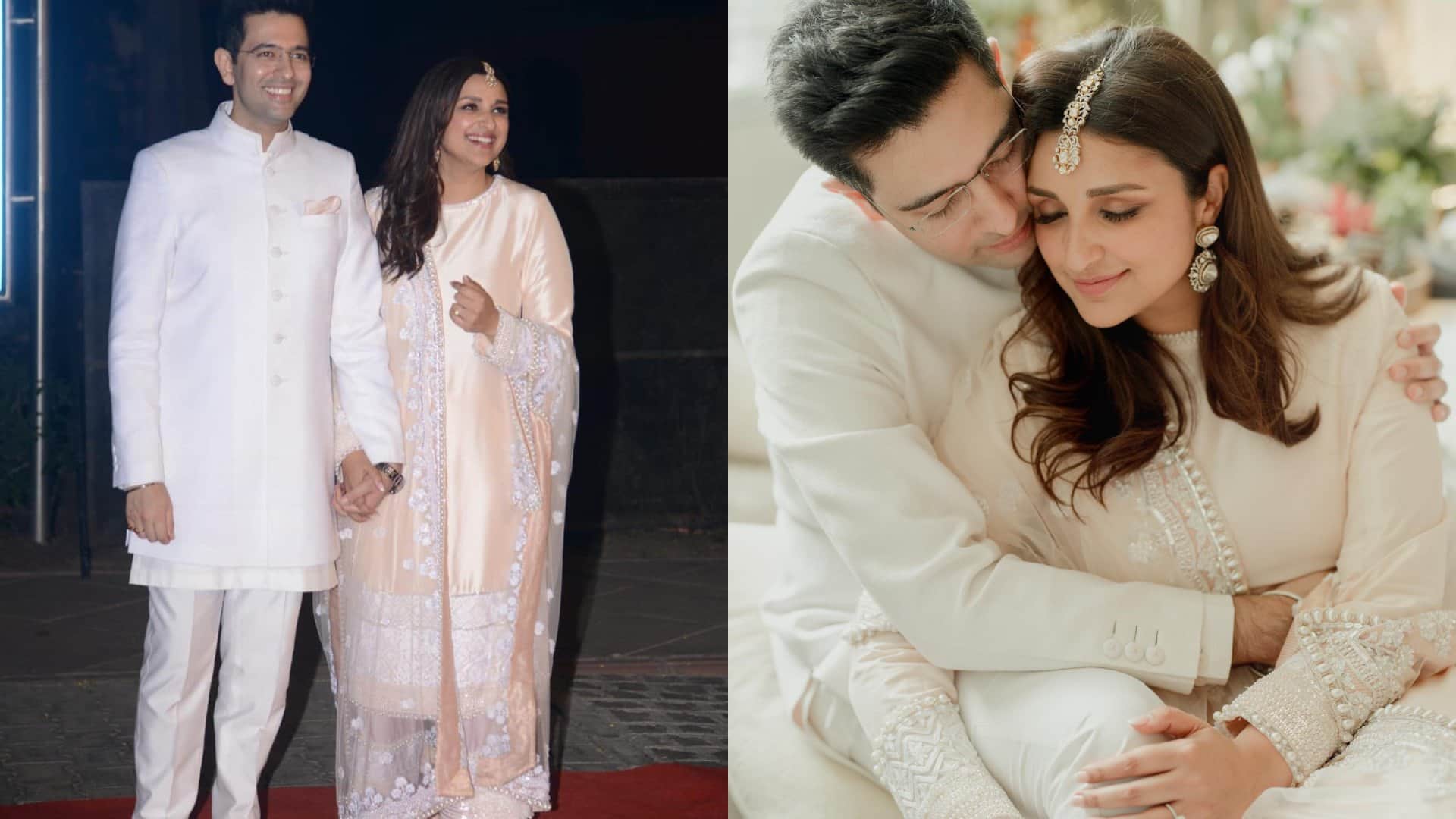 Parineeti Chopra Raghav chadha Engagement look see photos