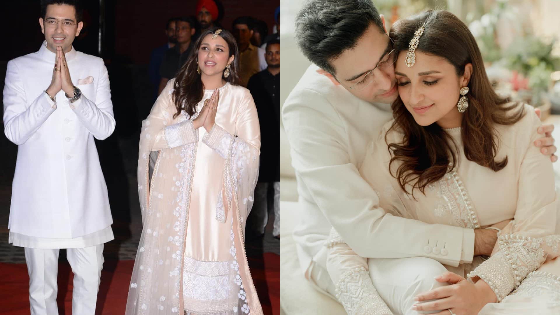 Parineeti Chopra Raghav chadha Engagement look see photos