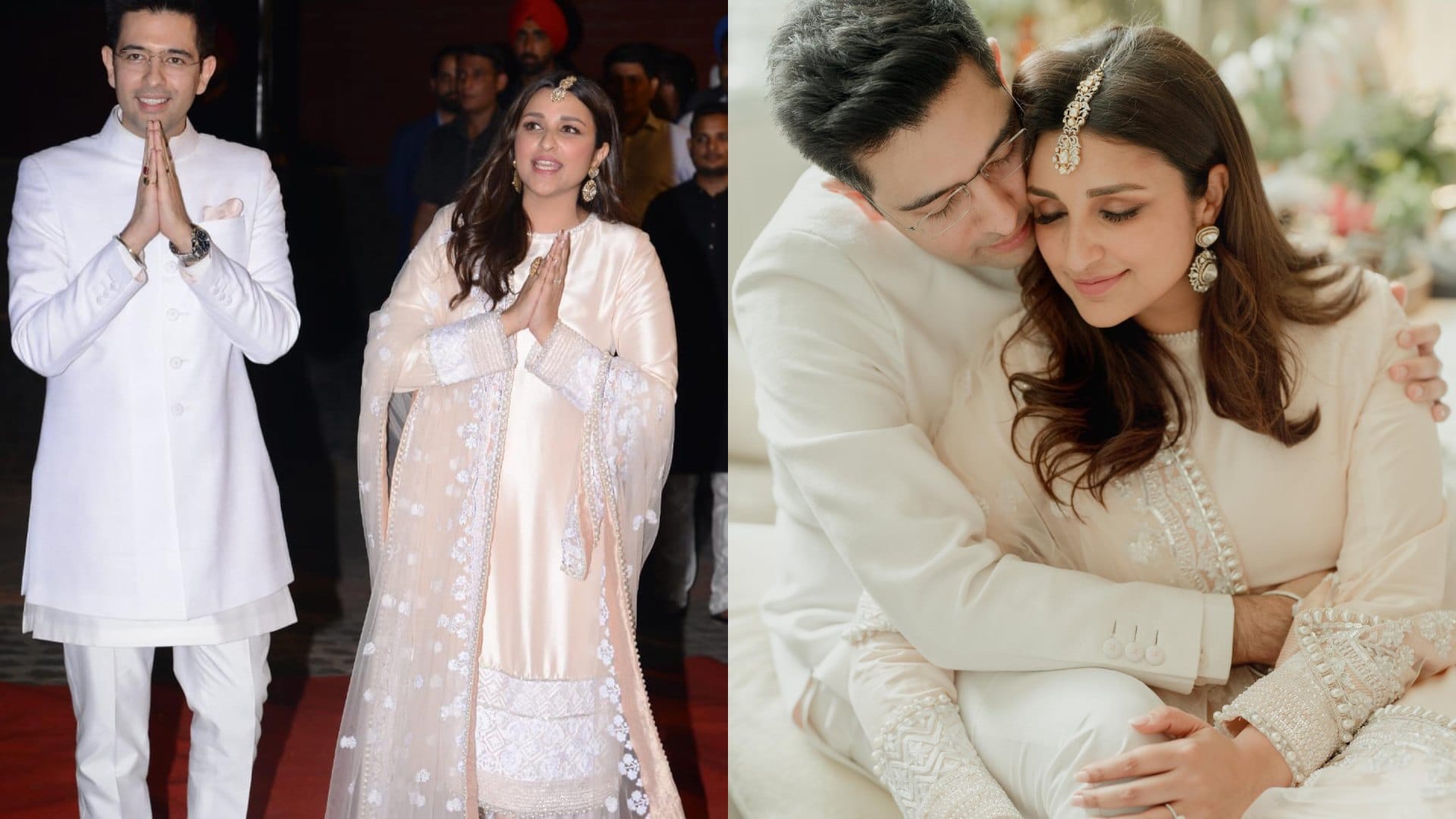 Parineeti Chopra Raghav chadha Engagement look see photos