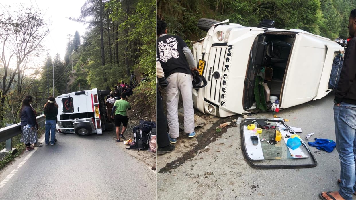Tempo traveller overturns tourists injured near jalori pass kullu himachal pradesh