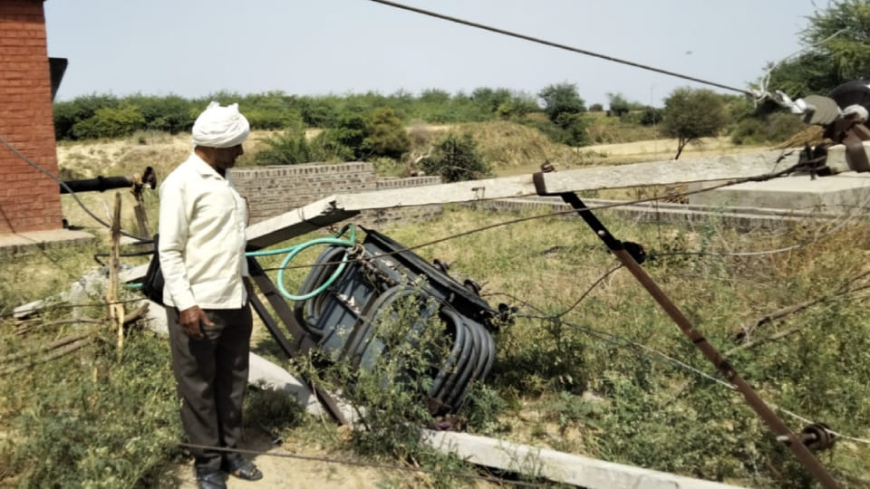 twenty electric poles were broken After storm in Firozabad due to supply interrupted more than fifty villages