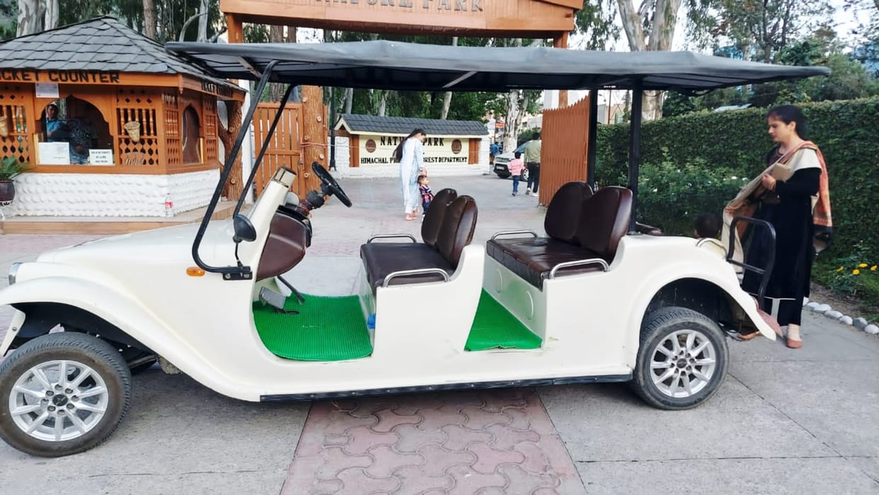 electric golf cart on Bashleo Pass Trek in Kullu Himachal Pradesh