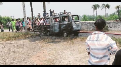Bihar: Fire broke out in a moving school van in Samastipur, the driver saved the lives of the children