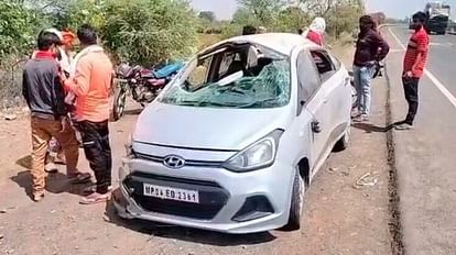 Sagar Road Accident Two Died in car and bike collision