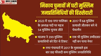 UP Politics: निकाय चुनावों में घटे मुस्लिम जनप्रतिनिधि, नगर पालिका और नगर पंचायतों में कम चुने गए अध्यक्ष UP Politics: drastic decrease in share of Muslim public representatives in UP Nikay chunav