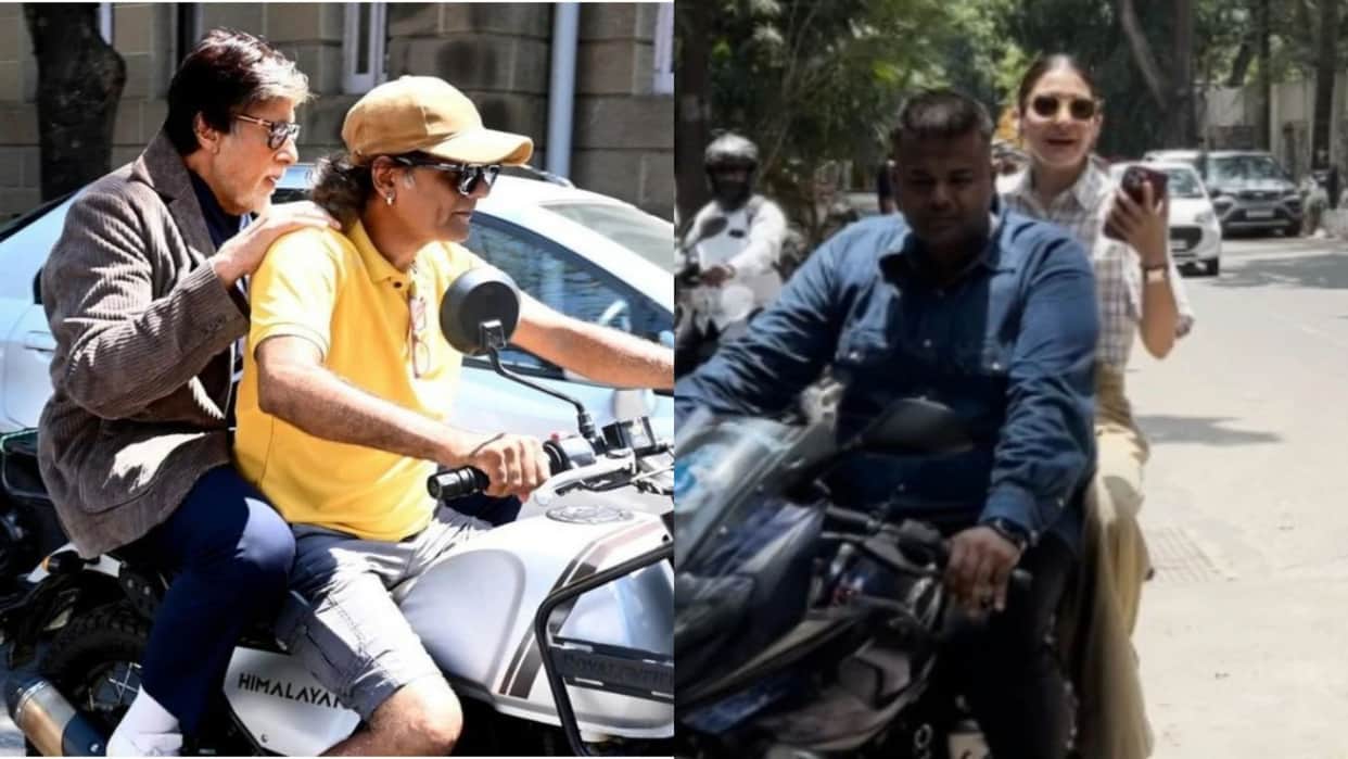 amitabh anushka bike ride without helmet photos videos viral mumbai police take action