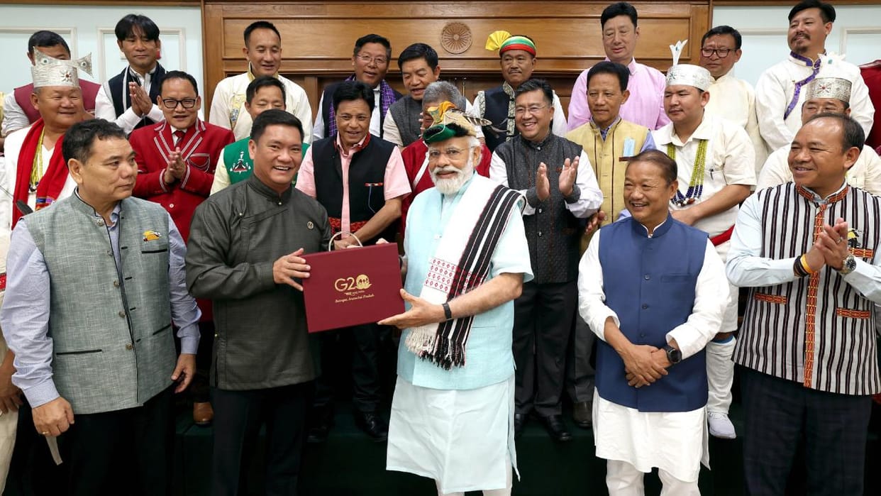 PM Modi interacts with tribal leaders from Arunachal