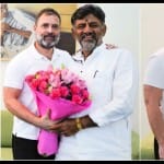 राहुल गांधी से मिले शिवकुमार और सिद्धारमैया।