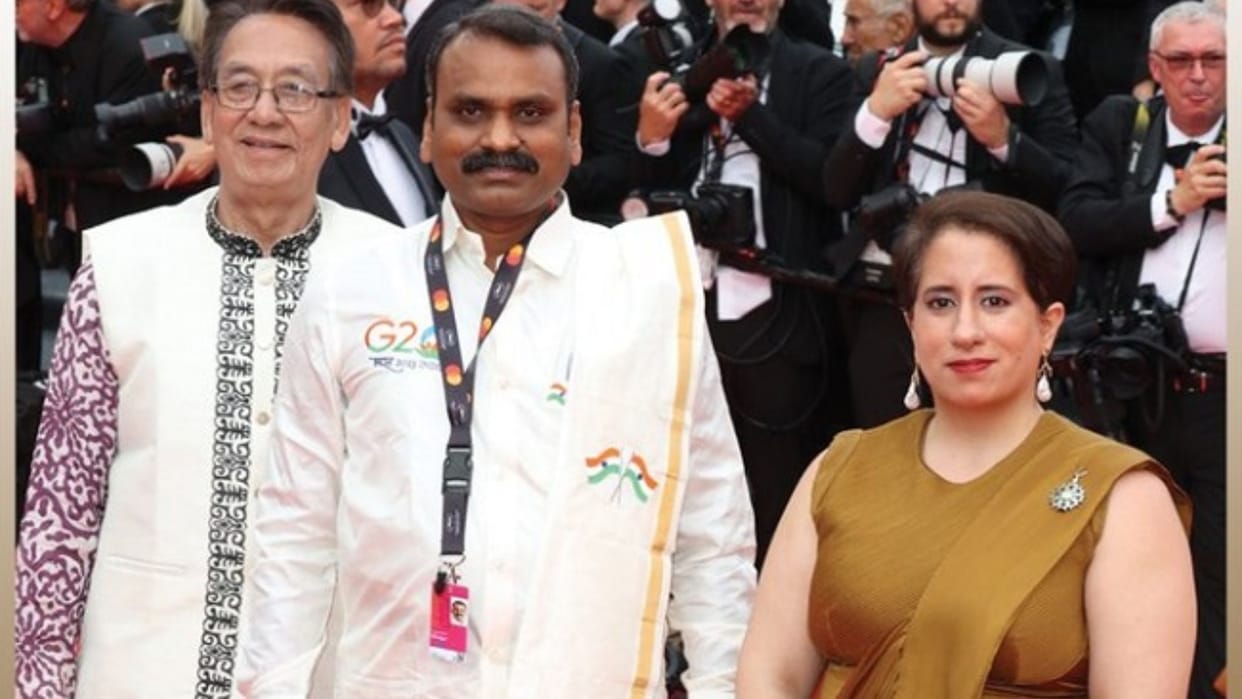 union minister of state doctor l murugan walked on red carpet in cannes film festival 2023