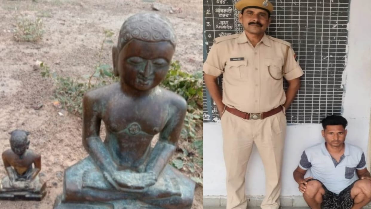 Jaipur Bharatpur police recovered two idols of Lord Mahavir stolen two years ago worth five crore rupees