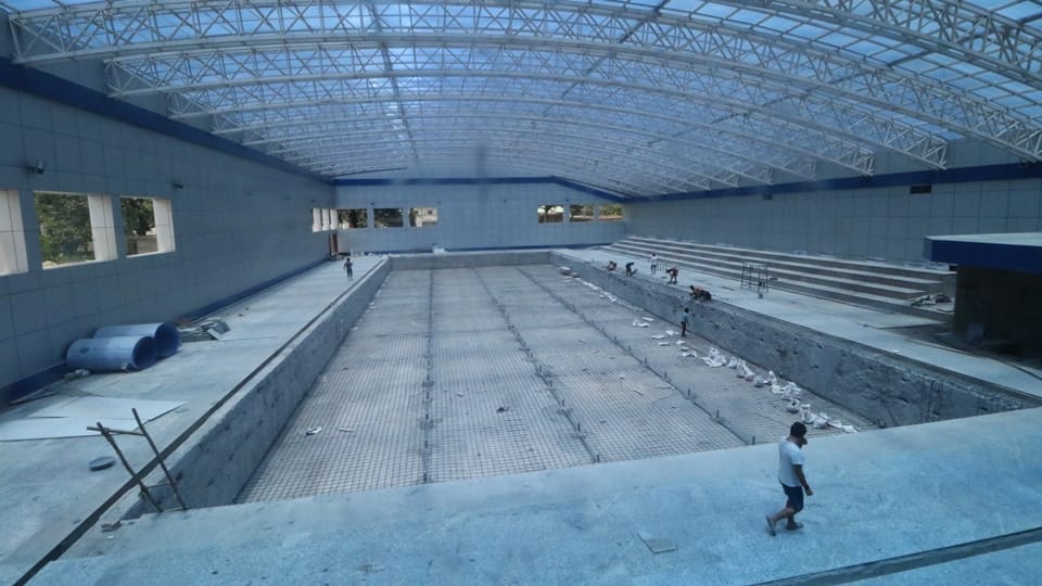 jammu swimming pool being constructed along with a large pool in all weather swimming pool