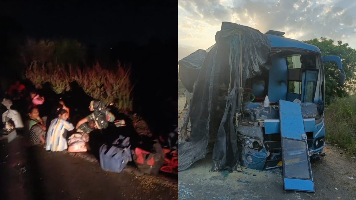 Shajapur Road Accident Three Died 15 injured in bus-trolley collision