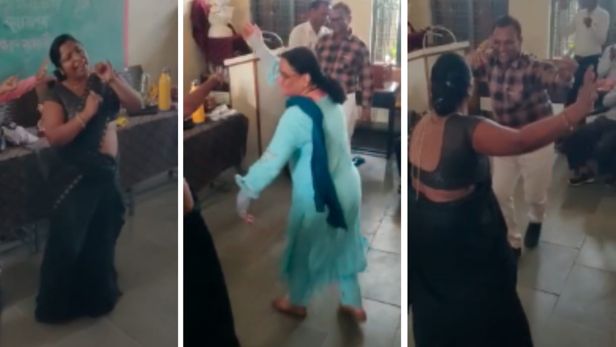 MP News: Dance of teacher in Shivpuri, teacher blows flying kiss during CCLE training