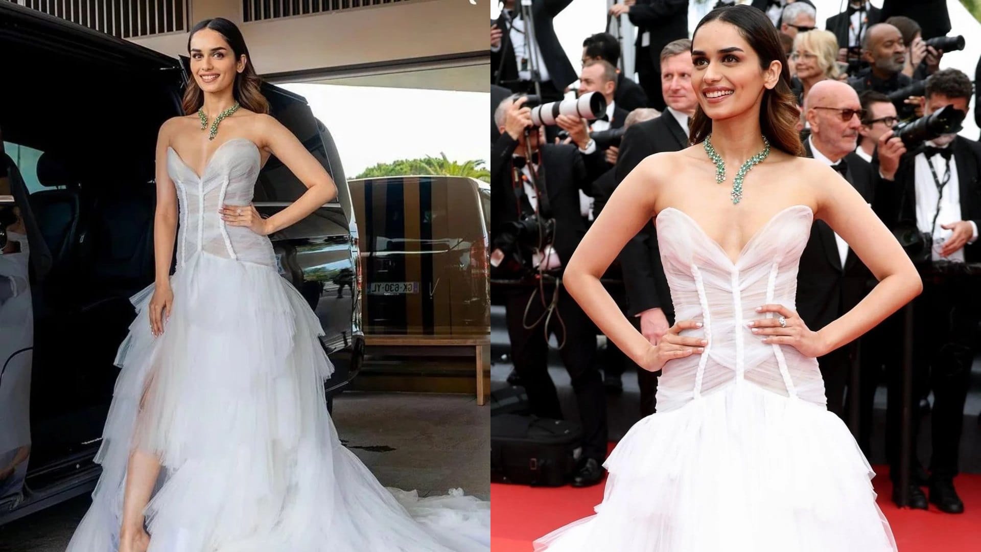 Cannes 2023 Manushi Chhillar wore an hand made gown on Cannes Red Carpet