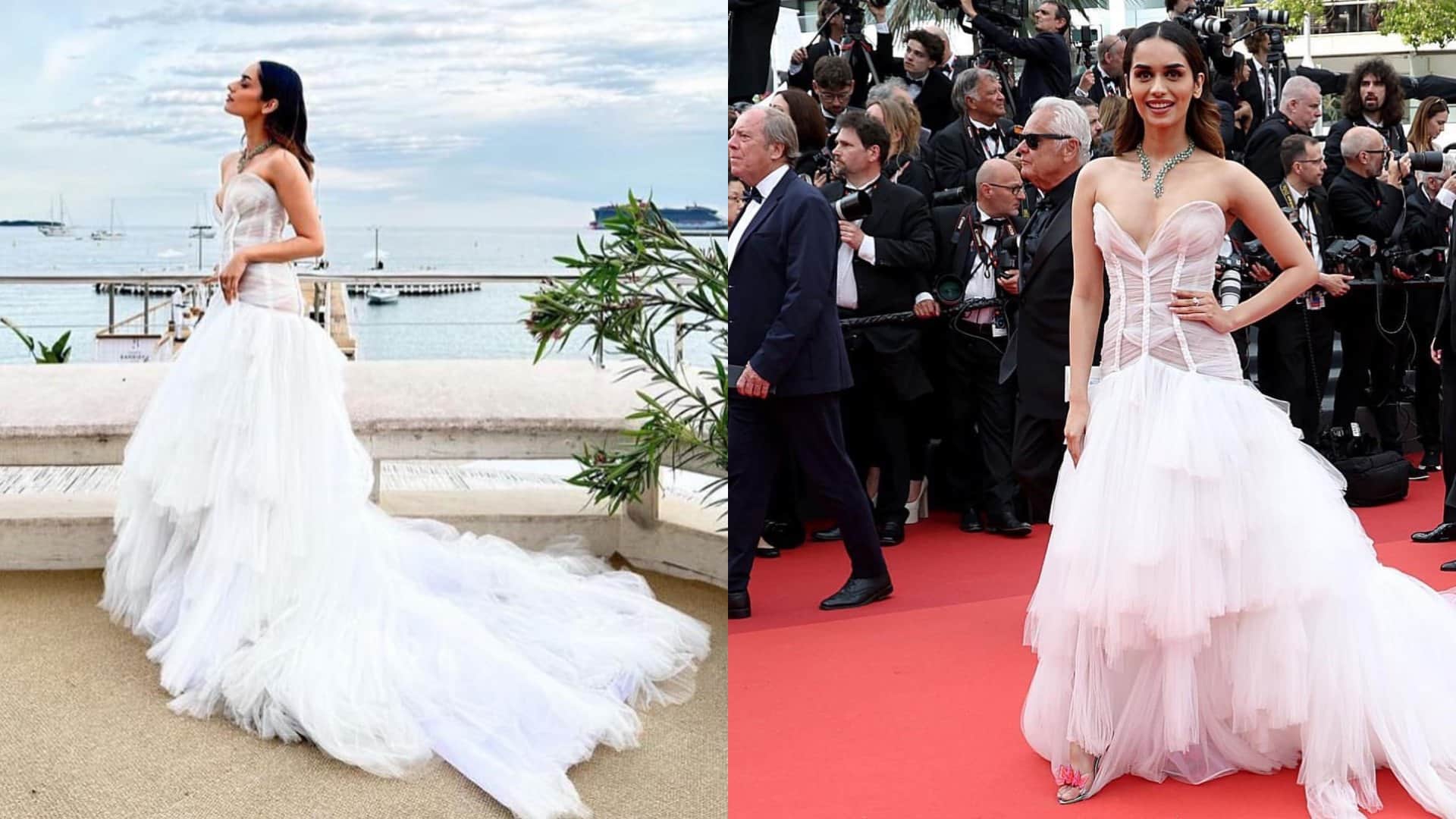 Cannes 2023 Manushi Chhillar wore an hand made gown on Cannes Red Carpet