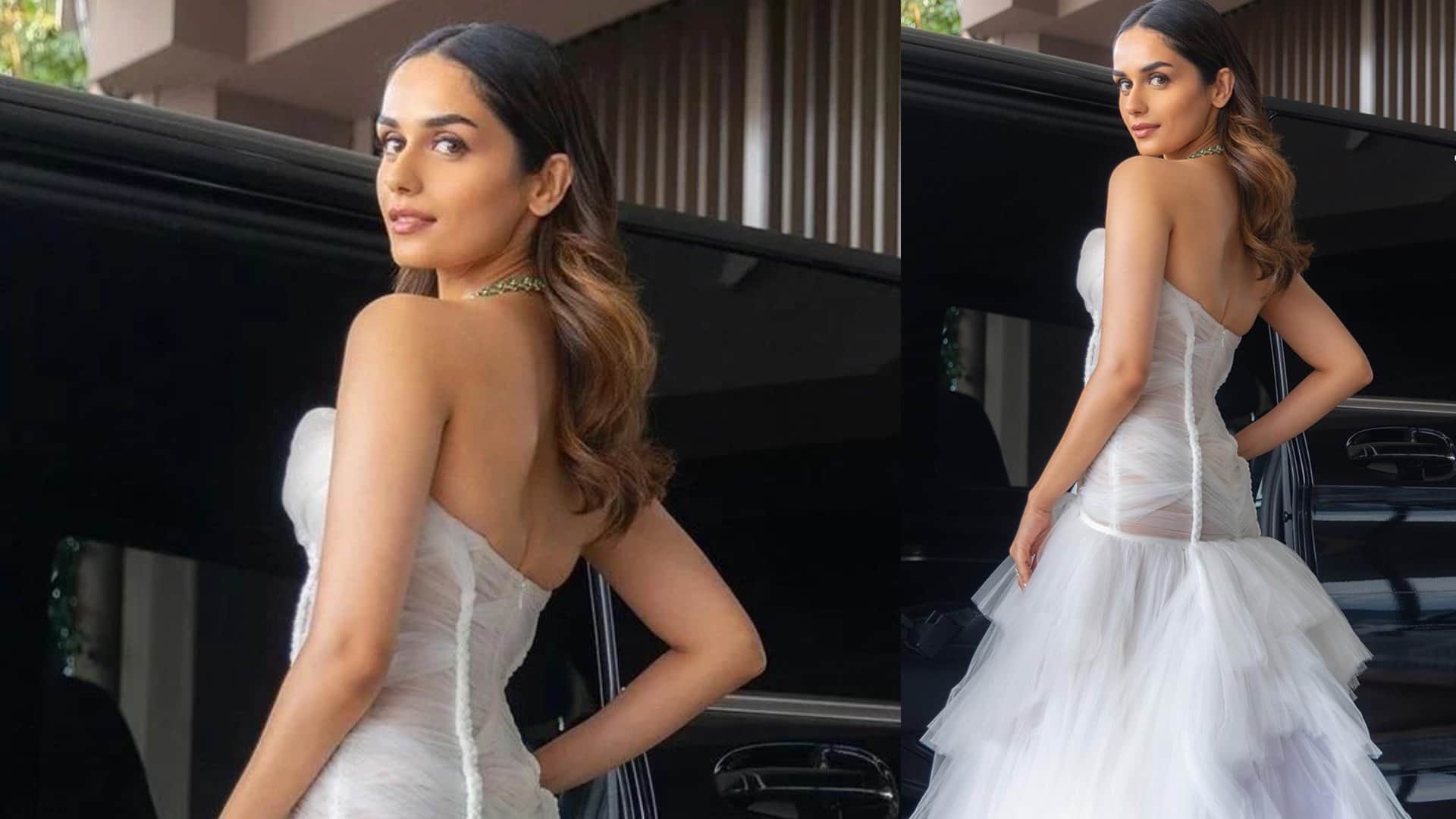Cannes 2023 Manushi Chhillar wore an hand made gown on Cannes Red Carpet